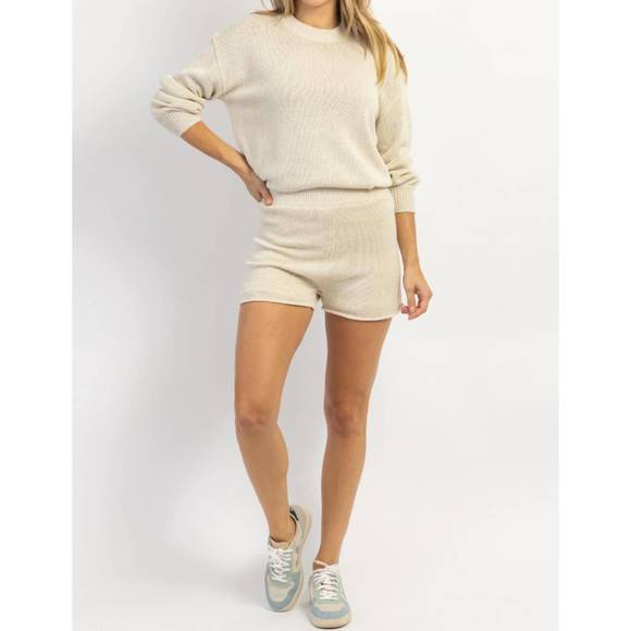 NEW MOD REF isadora knit top and lined short set in beige - Picture 2 of 5